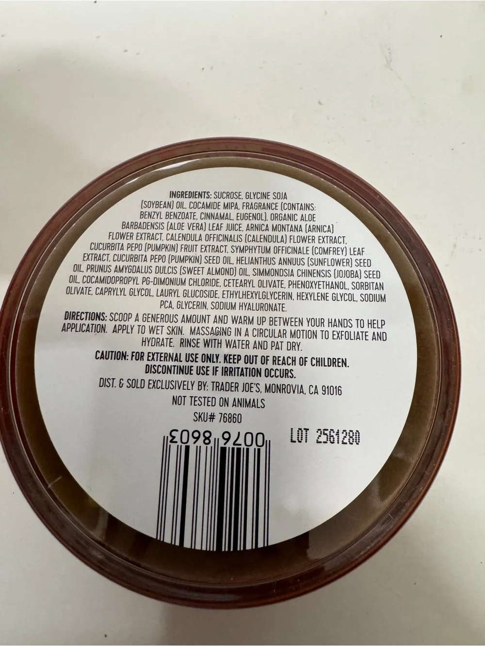 Trader Joes Pumpkin Body Scrub 8 OZ